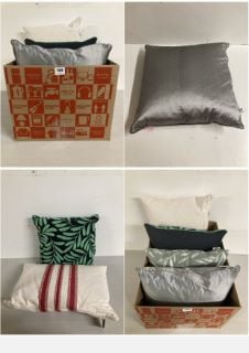 BOX OF CUSHIONS IN VARIOUS SIZES AND DESIGNS(CAGE NUMBER 704614)