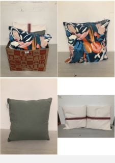 BOX OF CUSHIONS IN VARIOUS SIZES AND DESIGNS(CAGE NUMBER 704614)