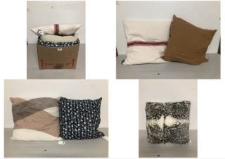 BOX OF CUSHIONS IN VARIOUS SIZES AND DESIGNS(CAGE NUMBER 704614)