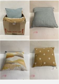 BOX OF CUSHIONS IN VARIOUS SIZES AND DESIGNS (CAGE NUMBER 705611)