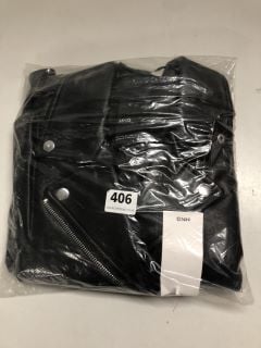 MANGO FAUX LEATHER BIKER JACKET BLACK SIZE:M