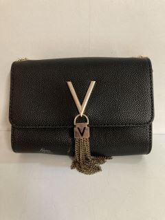 VALENTINO V LOCK BLACK LEATHER STRAPPED PURSE