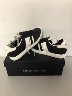 ARMANI EXCHANGE XUX173 SNEAKERS IN BLACK + OFF WHITE UK SIZE 6