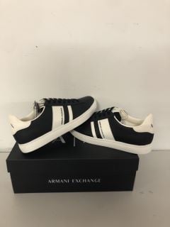 ARMANI EXCHANGE XUX173 SNEAKERS IN BLACK + OFF WHITE UK SIZE 6