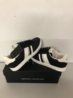 ARMANI EXCHANGE XUX173 SNEAKERS IN BLACK + OFF WHITE UK SIZE 6