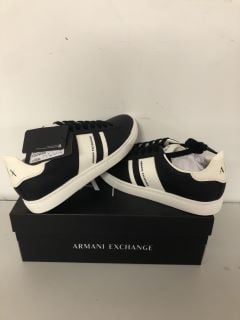 ARMANI EXCHANGE XUX173 SNEAKERS IN BLACK + OFF WHITE UK SIZE 6