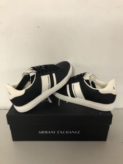 ARMANI EXCHANGE XUX173 SNEAKERS IN BLACK + OFF WHITE UK SIZE 6