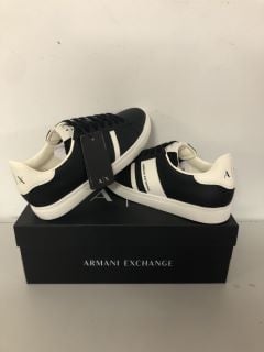 ARMANI EXCHANGE XUX173 SNEAKERS IN BLACK + OFF WHITE UK SIZE 6