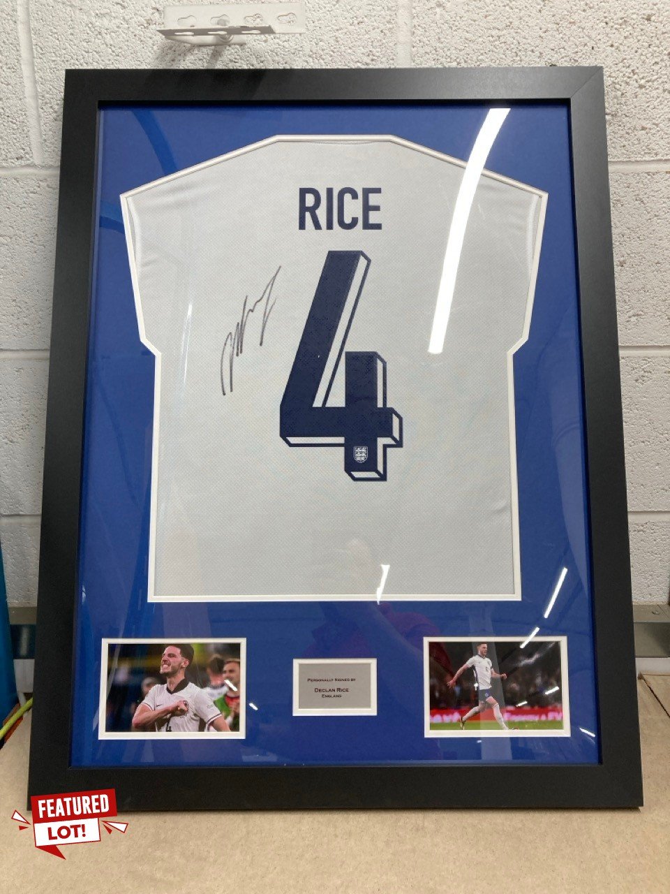 FRAMED ENGLAND FOOTBALL SHIRT PERSONALLY HAND-SIGNED BY MIDFIELDER DECLAN RICE (CERTIFICATE OF AUTHENTICITY PROVIDED)