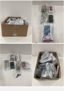 BOX OF TABLET CASES AND REPAIR KITS