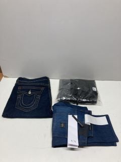 CLOTHING TO INCLUDE ARMANI EXCHANGE JEANS 33R