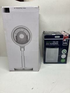 JOHN LEWIS PEDESTAL FAN AND A MEACO DEHUMIDIFIER