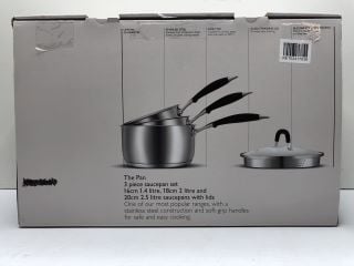 JOHN LEWIS 3 PIECE SAUCEPAN SET