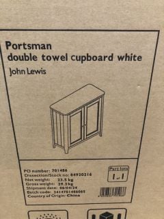 JOHN LEWIS PORTSMAN DOUBLE TOWEL CUPBOARD WHITE