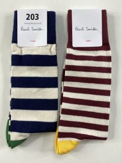 2 X PAUL SMITH MEN'S ODD SOCK ECRU STRP. MADE FROM: 55 VISCOSE 23 COTTON 22 MODAL. RRP: £36