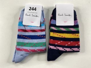 2 X PAUL SMITH WOMEN'S SOCK ROPE STRIPE. MADE FROM: 87 SOFT COTTON 12 NYLON 1 SPANDEX. RRP: £36