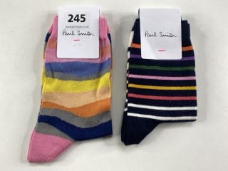 2 X PAUL SMITH WOMEN'S SOCK ROPE STRIPE. MADE FROM: 87 SOFT COTTON 12 NYLON 1 SPANDEX. RRP: £36