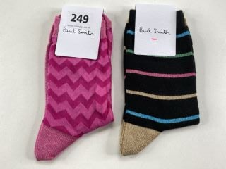 2 X PAUL SMITH WOMEN'S SOCK PATRICIA. MADE FROM: 75 SOFT COTTON 15 POLYAMIDE 8 POLYESTER 2 ELASTANE KNITTED. RRP: £36