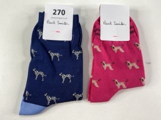 2 X PAUL SMITH WOMEN'S SOCK HOMER ALLOVR. MADE FROM: 80 COTTON 19 POLYAMIDE 1 ELASTANE. RRP: £36