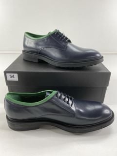 PAUL SMITH MEN'S SHOE RUTFORD DRK NAVY GREEN TOPLINE. SIZE: 9, MADE FROM: 100% COW LEATHER UPPER/RUBBER SOLE. RRP: £365