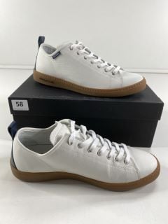 PAUL SMITH MEN'S SHOE MIYATA WHITE NAVY HEEL. SIZE: 8, MADE FROM: 100% CALF LEATHER UPPER/RUBBER SOLE. RRP: £165