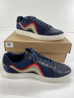 PAUL SMITH WOMEN'S SHOE LAPIN NAVY SWIRL EMBROIDERY. SIZE: 41, MADE FROM: 80% NYLON 20% COW LEATHER UPPER/RUBBER SOLE. RRP: £195