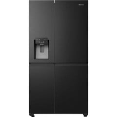 HISENSE PUREFLAT FREESTANDING AMERICAN-STYLE SMART FRIDGE FREEZER - BLACK STAINLESS STEEL - MODEL NUMBER RS818N4TFE - RRP £1099 (JOHN PYE WHITEGOODS CONDITION REPORT: UNIT POWERED UP, NO ERROR CODE A