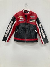 DESIGN LEATHER JACKET SIZE S BLACK AND RED (RRP 115€)-LOCATION 2A.