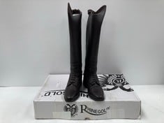 RHINEGOLD ELITE LUXUS - LEATHER RIDING BOOTS WITH LACES, COLOUR BROWN SIZE 42- LOCATION 25A.