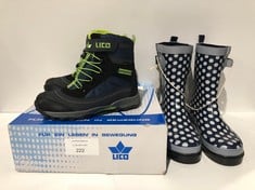 2 X BOOTS WOMAN AND CHILD SIZE 39 AND 36 - LOCATION 36A.