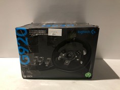 LOGITECH G G920 DRIVING FORCE RACING WHEEL AND PEDALS, FORCE FEEDBACK, ANODISED ALUMINIUM, PADDLE SHIFTERS, LEATHER STEERING WHEEL, ADJUSTABLE PEDALS, EU PLUG, XBOX ONE/PC/MAC, BLACK - LOCATION 25B.