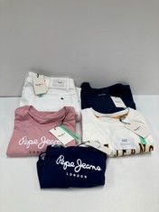 5 X PEPE JEANS GARMENTS VARIOUS SIZES AND MODELS INCLUDING NAVY BLUE SWIMMING COSTUME SIZE S - LOCATION 16B.