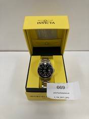 WATCH INVICTA COLOUR SILVER AND BLACK WATER RESISTANT MODEL 8932OB - LOCATION 2C.