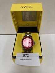 INVICTA SILVER AND RED WATER RESISTANT WATCH MODEL 22048 - LOCATION 2C.