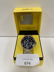 INVICTA SILVER AND WHITE WATER RESISTANT WATCH MODEL 32333 - LOCATION 2C.