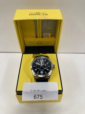 INVICTA BLACK AND SILVER WATER RESISTANT WATCH MODEL 0764 - LOCATION 2C.