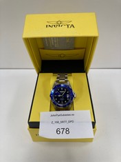 INVICTA SILVER AND BLUE WATER RESISTANT WATCH MODEL 9204 - LOCATION 2C.