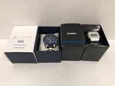 2 X CASIO WATCHES VARIOUS MODELS INCLUDING EDIFICE MODEL EFR-552D SILVER AND BLUE AND MODEL F-91WS - LOCATION 2C.