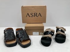 2 X SANDALS VARIOUS BRANDS AND SIZES INCLUDING BLACK ASRA SANDALS SIZE 40 (TOTAL RRP 204€) - LOCATION 49A.