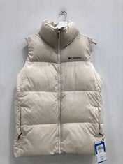 COLUMBIA DOWN JACKET WAISTCOAT SIZE S BEIGE (TOTAL RRP 115€) - LOCATION 50A.