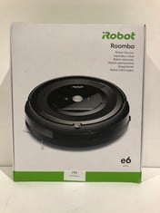 IROBOT ROOMBA E6192 WI-FI CONNECTED ROBOT HOOVER WITH 2 MULTI-SURFACE RUBBER BRUSHES - IDEAL FOR PETS - PERSONALISED SUGGESTIONS - COMPATIBLE WITH YOUR VOICE ASSISTANT - WASHABLE TANK - LOCATION 39C.