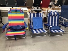 3 X CREVICOSTA QUALITY MARK BRANDS FOLDING BEACH CHAIR.