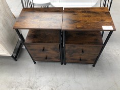 2 X WOODEN COFFEE TABLES WITH FABRIC DRAWERS FOR HOME (1 OF THEM SMALL BROKEN TOP).