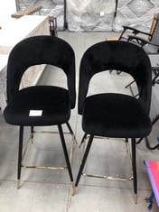 2 X BLACK VELVET ARMCHAIRS.