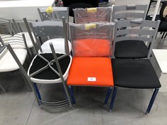 6 X VARIETY OF CHAIRS FOR THE HOME (ORANGE CHAIR WITH BROKEN LEGS).