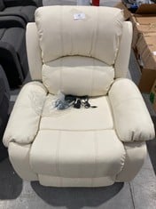 RECLINING MASSAGE ARMCHAIR NALUI CREAM LEATHER (BROKEN IN ARM AND SIDE AREA).