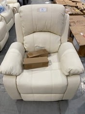 RECLINING MASSAGE ARMCHAIR NALUI CREAM LEATHER (BROKEN IN FRONT BACKREST).