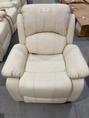 RECLINING MASSAGE CHAIR NALUI CREAM LEATHER (MISSING CONTROLS).