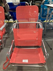 2 X AKTIVE FOLDING CHAIRS BEACH, CAMPING, LOW SEAT. COLOUR CORAL.