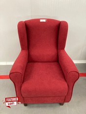 MAROON FABRIC ARMCHAIR.